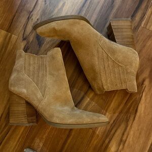Marc Fisher Camel Suede Ankle Booties